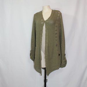 Anthropologie Angel of the North Green open  loose knit Sweaters cardigan Large